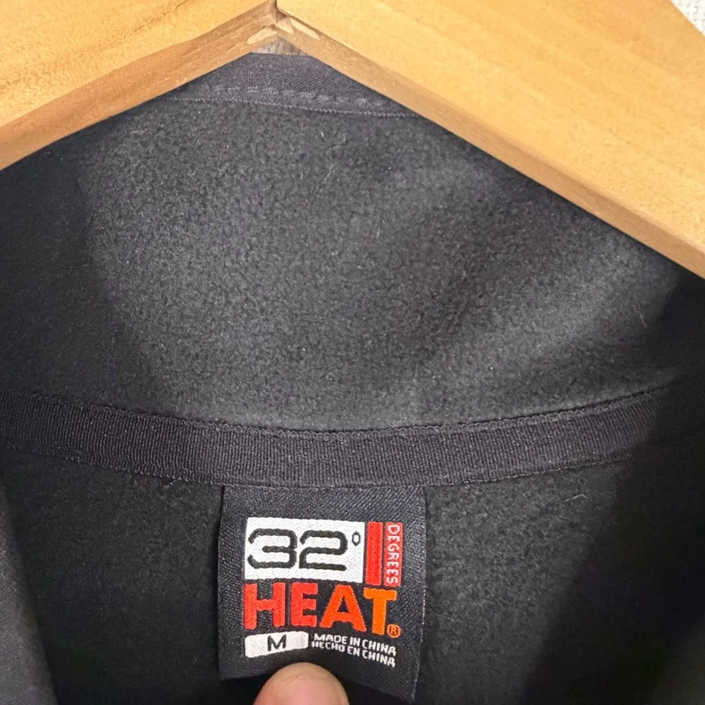 32 Degrees Heat Mens Fleece Pullover Mock Neck Snap Button Black Medium NEW